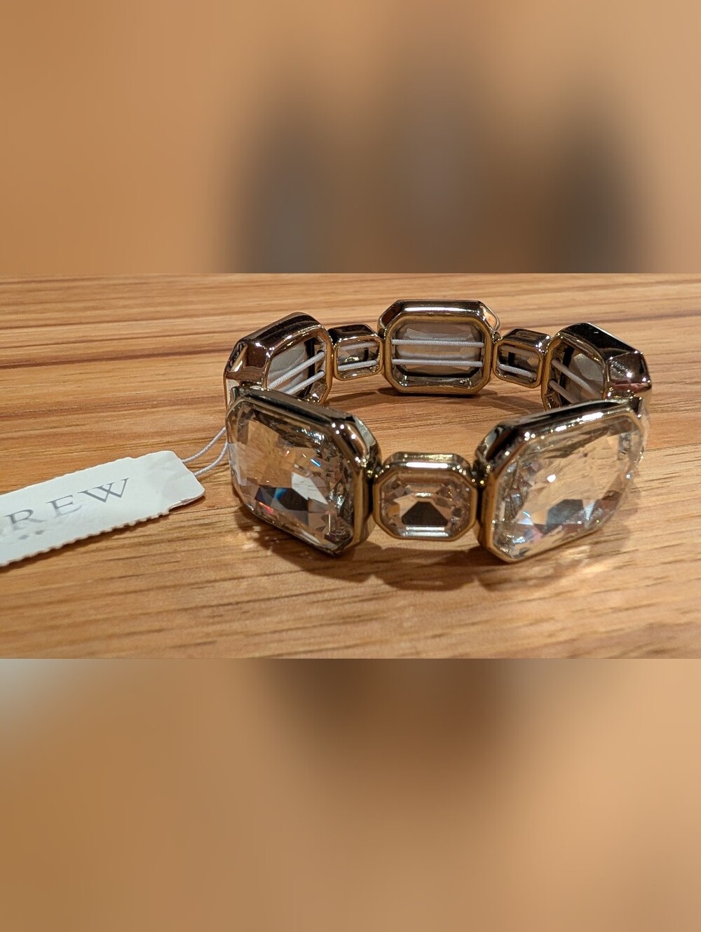 J. Crew Gold-Tone Bracelet with Clear Faceted Stones